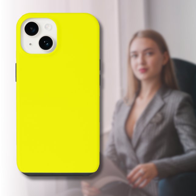 Coque iPhone Couleur uni jaune néon | Classique (Créateur téléchargé)