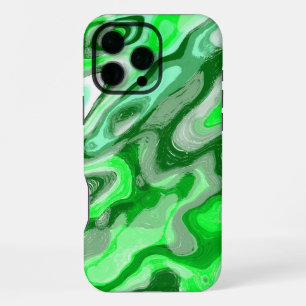 Coque iPhone 16 Pro Max Couleur Vert Émeraude Abstrait Marbre Liquide Text