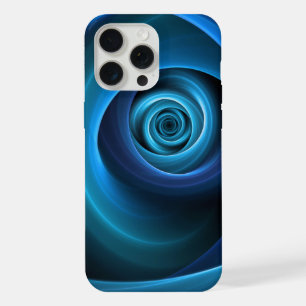 Coque iPhone 15 Pro Max Couleurs bleu spirale 3D Art Abstrait fractal mode