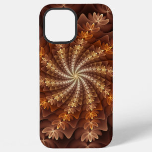 Coque iPhone 12 Pro Max Couleurs Chaudes, Motif d'Art Fractal Moderne Psyc