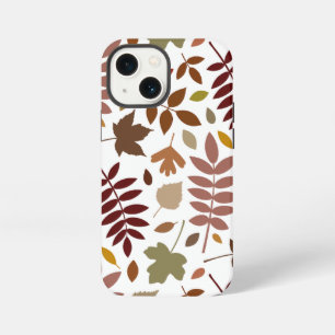 Etui iPhone 13 Mini Couleurs d'automne en blanc pour les Feuilles tomb
