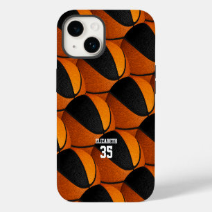 Coque Pour iPhone 14 couleurs de l'équipe de basket-ball noir orange fi