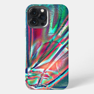 Etui iPhone 13 Pro Max Couleurs fantaisie rouge à vert délavé & rayure nu