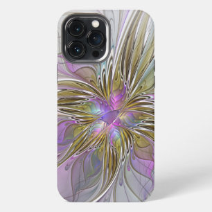 Etui iPhone 13 Pro Max Couleurs Florales Abstraites Fractales Avec Rose E