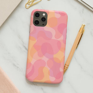 Coque iPhone 11Pro Max Couleurs roses rétro Formes abruptes Motif d'art