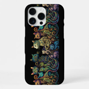 Coque iPhone 16 Pro Max Couleurs stylisées de la tribu de chats sur une fr