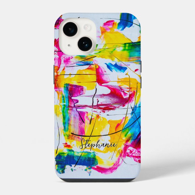Coque iPhone Couleurs vives en gras Art Abstrait (Verso)