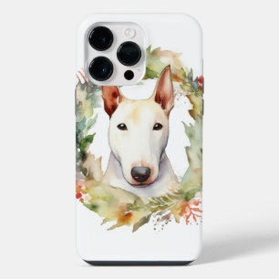 Coque Pour Pour iPhone 14 Pro Max Coupe de fête de la couronne de Noël Bull Terrier