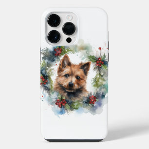 Coque Pour Pour iPhone 14 Pro Max Coupe de la fête de la couronne de Noël Terrier au
