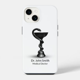 Coque Pour iPhone 14 Coupe d'Hygieia Blanche Caducée Médical Serpent No