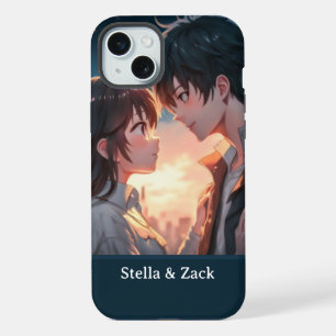 Coque iPhone 15 Plus Couple Anime Coucher de soleil