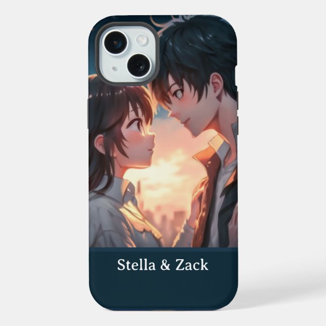 Coque iPhone Couple Anime Coucher de soleil  (Verso)