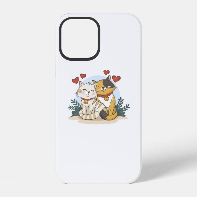 Coque iPhone Couple de chats amour  (Verso)