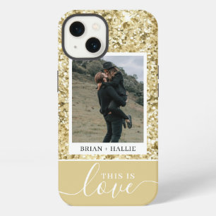 Etui iPhone 13 Couple Photo White Gold Parties scintillant Sparkl