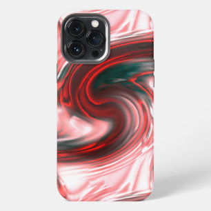 Etui iPhone 13 Pro Max Coups de pinceau en forme de S rouges et verre ros