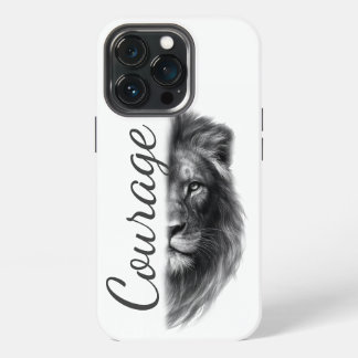 Etui iPhone 13 Pro Courage Lion Artistique Minimal-