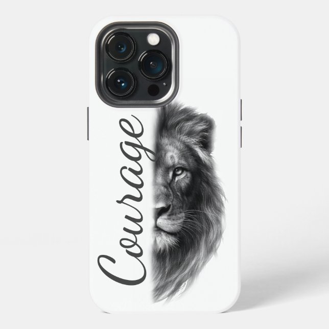 Coque iPhone Courage Lion Artistique Minimal- (Dos)
