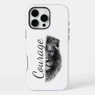 Coque iPhone 16 Pro Max Courage Lion Artistique Minimal-