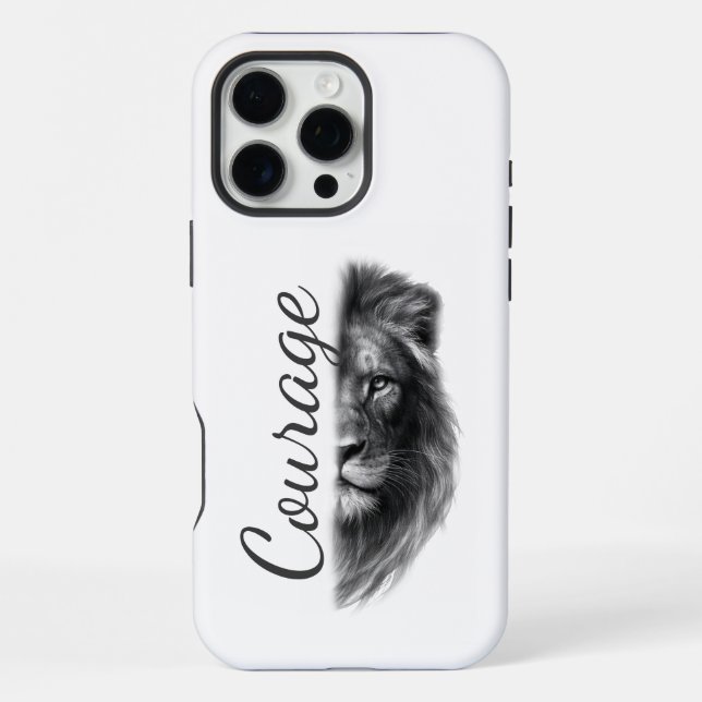 Coque iPhone Courage Lion Artistique Minimal- (Verso)