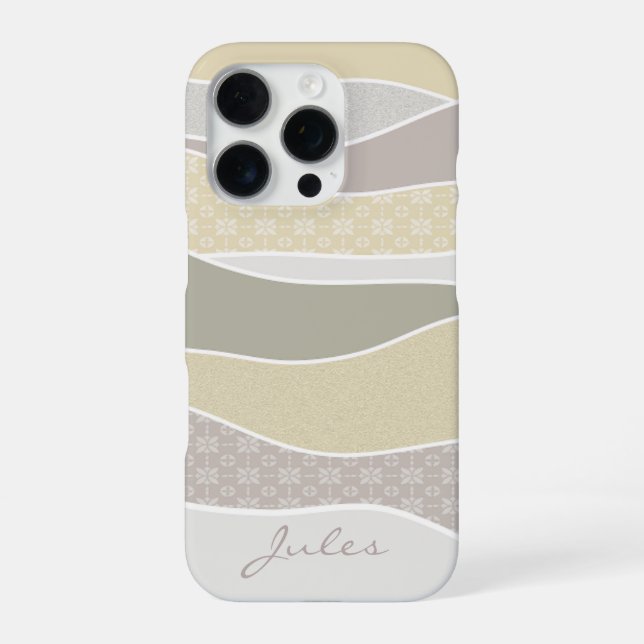 Coque iPhone Courbe rose jaune vert rayure Abstraite vague Nom (Verso)