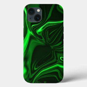 Etui iPhone 13 Courbes et plis verts surlignés sur arrière - plan