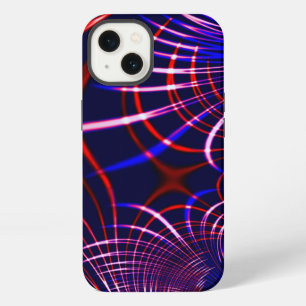 Etui iPhone 13 Courbes pointillées du bleu au rouge et blanc. Ros