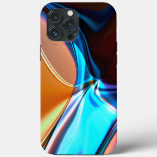 Etui iPhone 13 Pro Max Courbes torsadées en bleu surligné et orange acryl