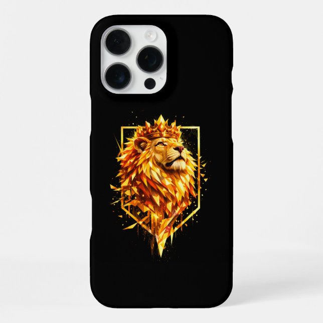 Coque iPhone Couronne de Lion de Feu Géométrique (Verso)