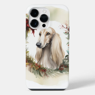 Coque Pour Pour iPhone 14 Pro Max Couronne de Noël Afghan Hound Chien de fête