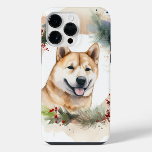 Coque Pour Pour iPhone 14 Pro Max Couronne de Noël Akita Chien de fête