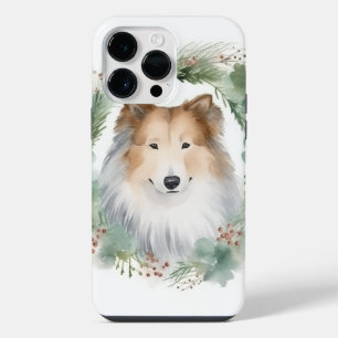 Coque Pour Pour iPhone 14 Pro Max Couronne de Noël Rough Collie Fête Chien