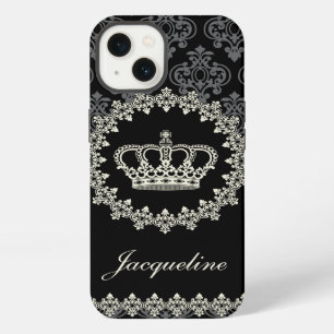 Etui iPhone 13 Couronne de princesse en damas vintage