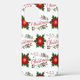 Coque iPhone 12 Couronne florale de Noël motif floral de fête