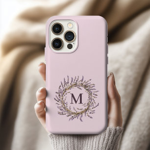 Coque iPhone 15 Pro Couronne personnalisée de lavande Monogramme Maman
