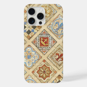 Coque iPhone 15 Pro Max Couronnes de carreaux de céramique médiévale Fleur