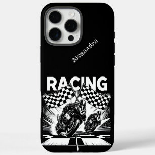 Coque iPhone 16 Pro Max Course à grande vitesse avec des drapeaux à damier