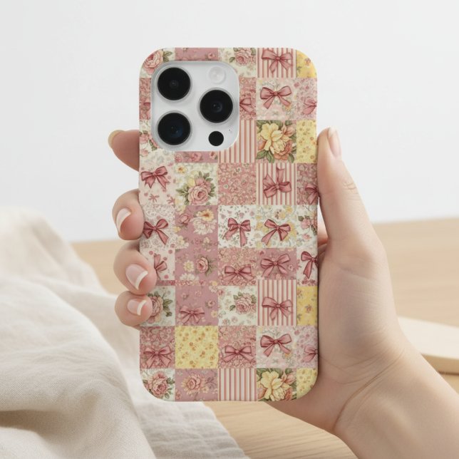 Coque iPhone Courtepointe florale patchwork Coquette Fleurs de  (Créateur téléchargé)