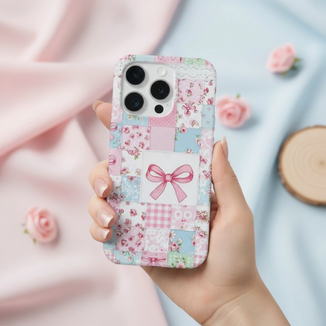 Coque iPhone Courtepointe florale patchwork Coquette Fleurs Rub (Créateur téléchargé)
