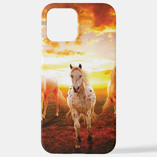 Coque iPhone Coussin de chevaux au coucher du soleil (Verso)