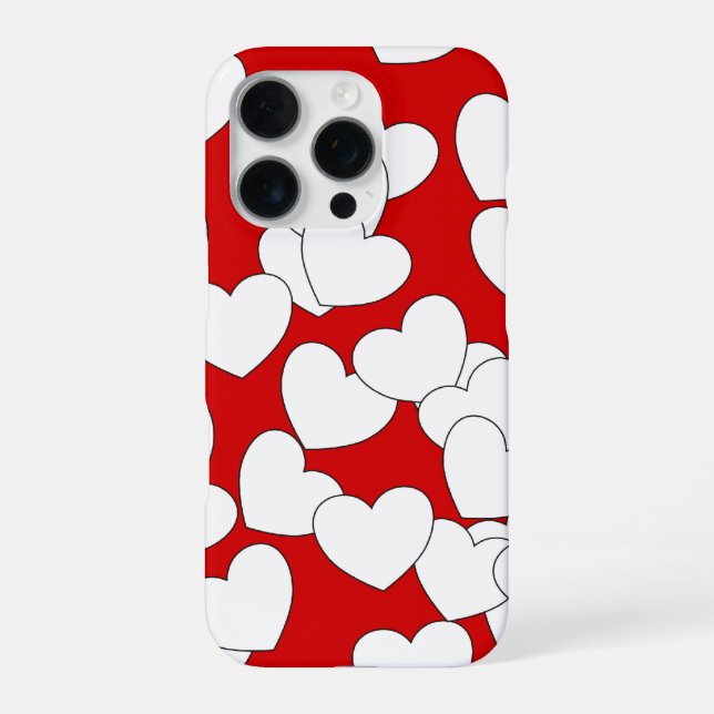 Coque iPhone Couverture rouge iPhone frappant avec les coeurs b (Verso)