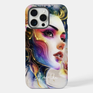 Coque iPhone 15 Pro Max Couverture téléphonique céleste femme peinte Imagi