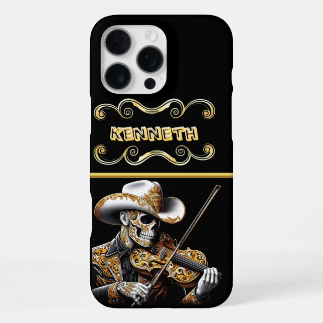 Coque iPhone Cowboy squelette jouant du violon (Verso)