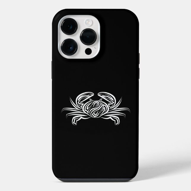 Coque iPhone Crabe tribal noir et blanc (Verso)