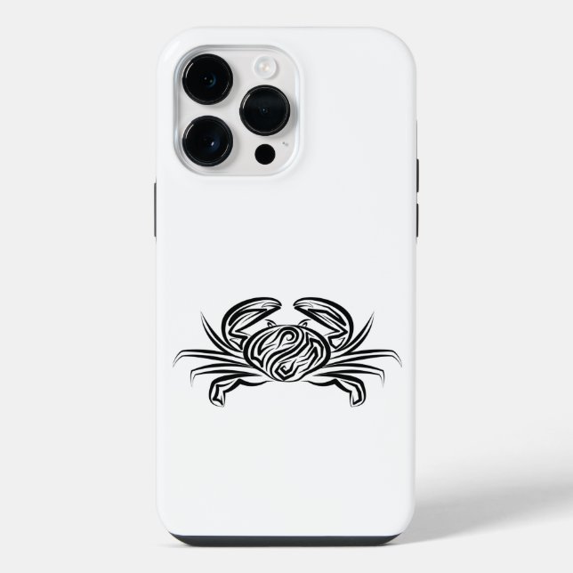 Coque iPhone Crabe tribal noir et blanc (Verso)
