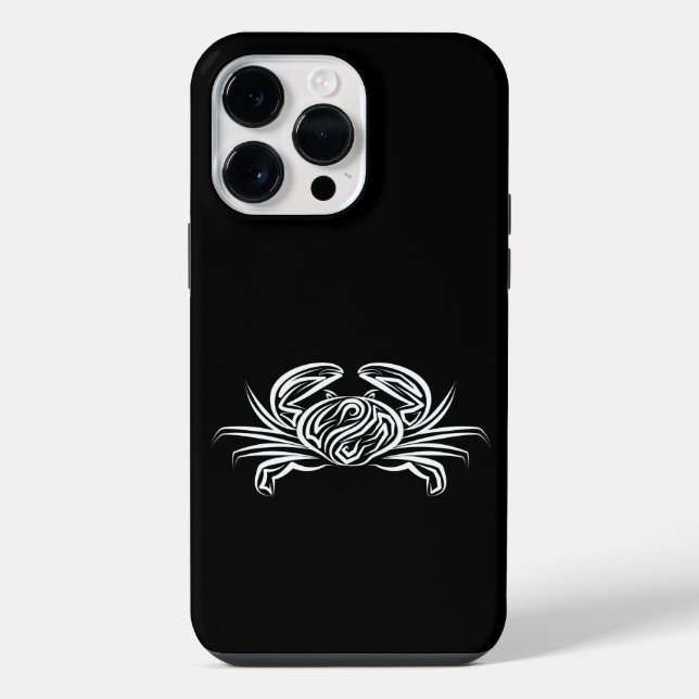 Coque iPhone Crabe tribal noir et blanc (Verso)