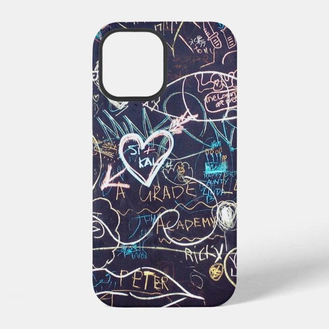 Coque iPhone Craie graffiti tableau noir amour (Verso)