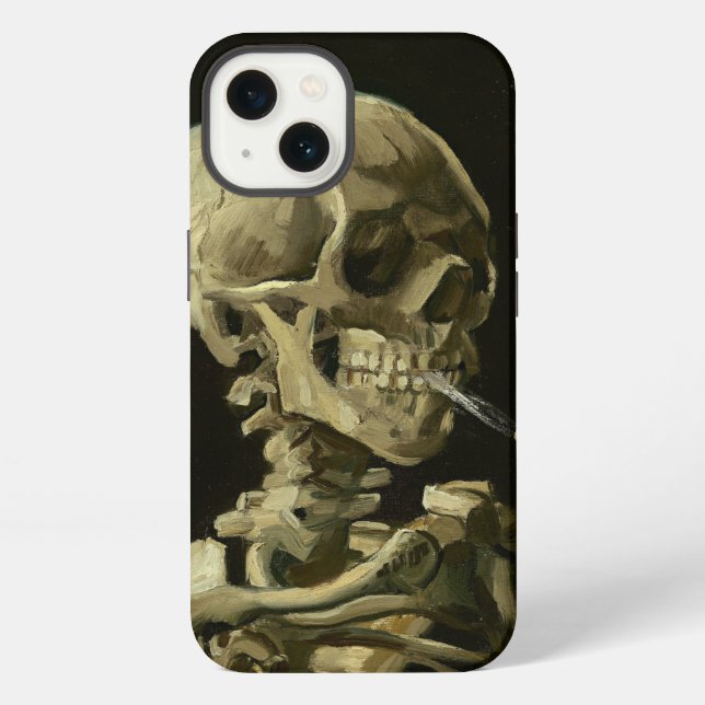 Coque iPhone Crâne avec cigarette Van Gogh (Verso)