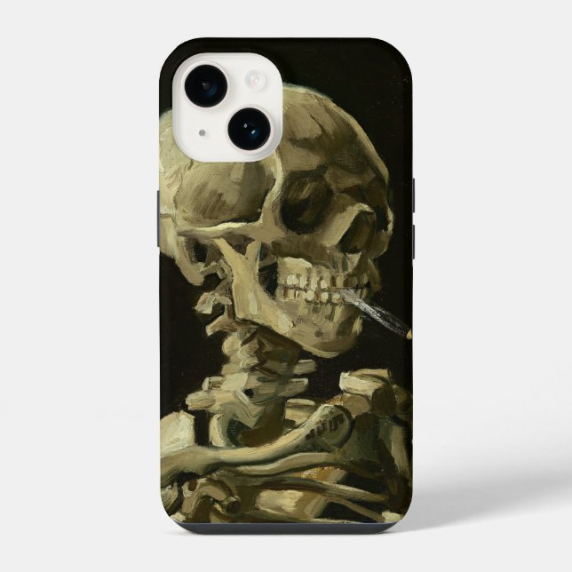 Coque iPhone Crâne avec Cigarette Van Gogh Coque-Mate (Verso)
