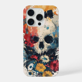 Coque iPhone 15 Pro Crâne avec Fleurs