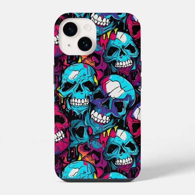 Coque iPhone Crâne Chaotique Coloré (Verso)